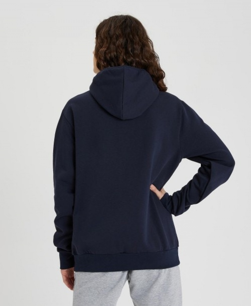 Navy Arena Team Hooded Panel Women's Jackets | 91165357