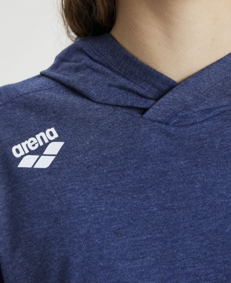 Navy Arena Team Hooded Panel Women's T Shirts | 24360967