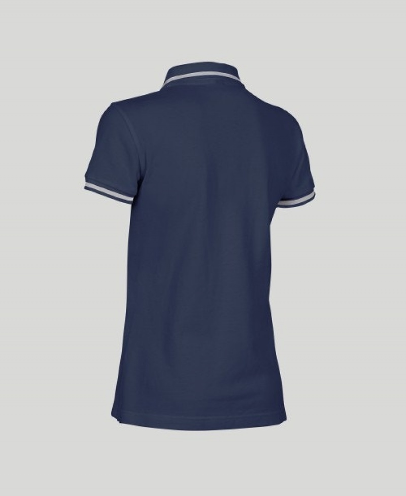 Navy Arena Team Line Short Sleeve Women's Polo Shirts | 81408183