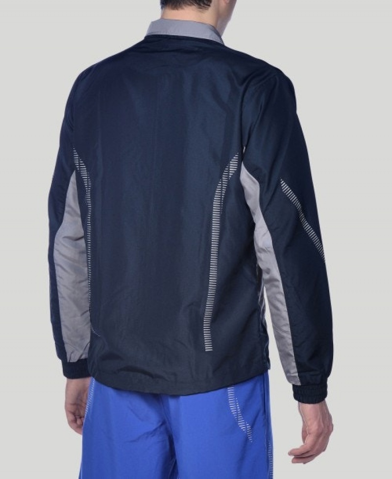 Navy Arena Team Line Warm-up Men's Jackets | 82643375