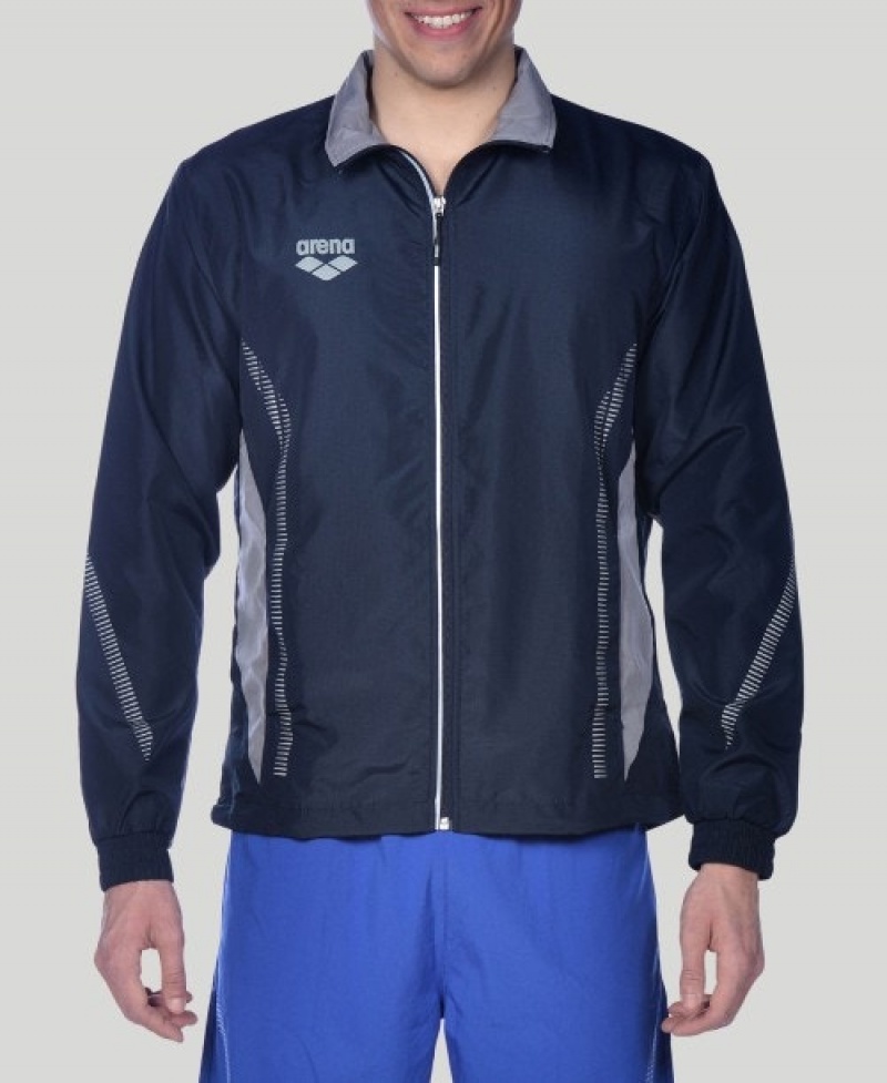 Navy Arena Team Line Warm-up Men's Jackets | 82643375