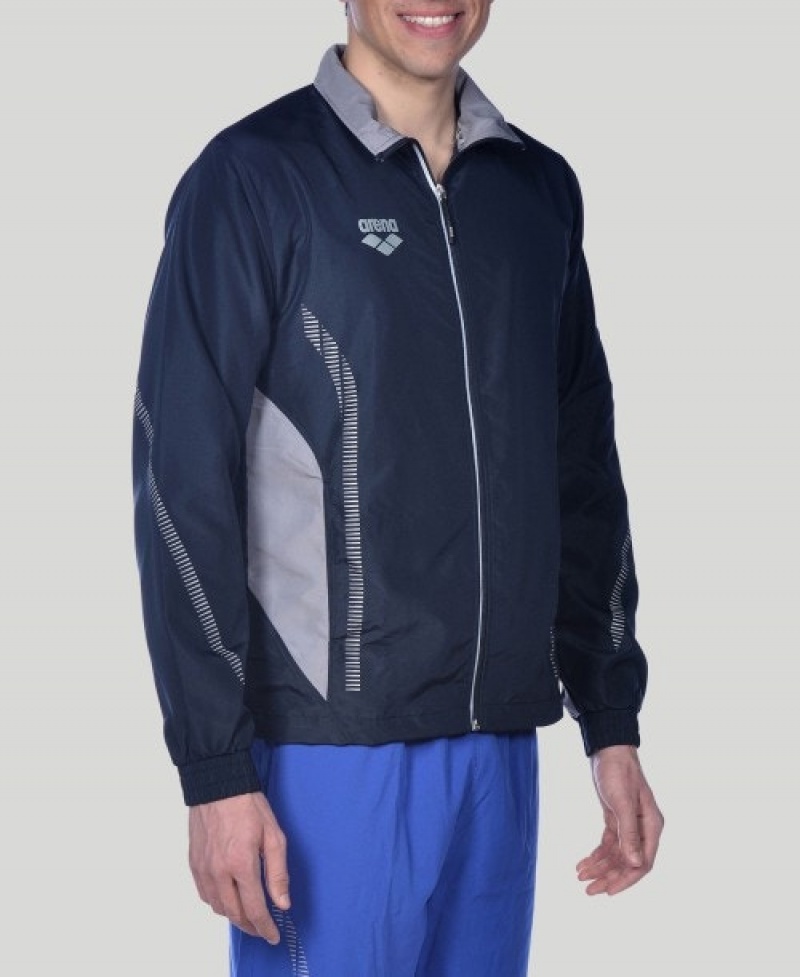 Navy Arena Team Line Warm-up Men's Jackets | 82643375