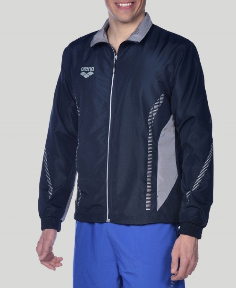 Navy Arena Team Line Warm-up Men\'s Jackets | 82643375