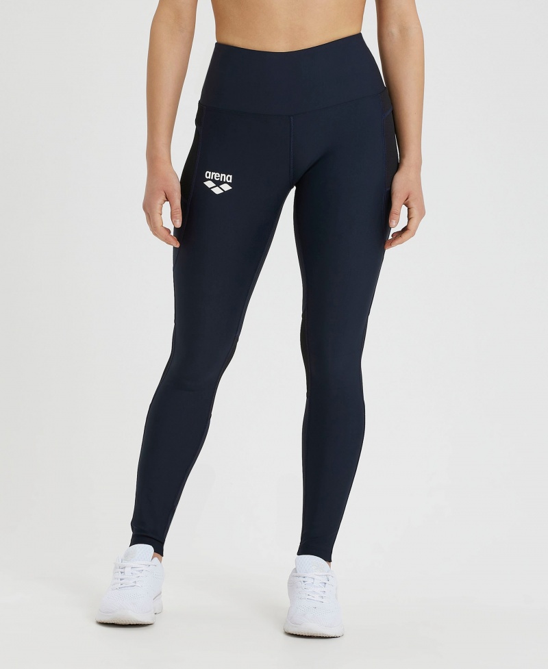 Navy Arena Team Long Panel Women\'s Tight | 65527994