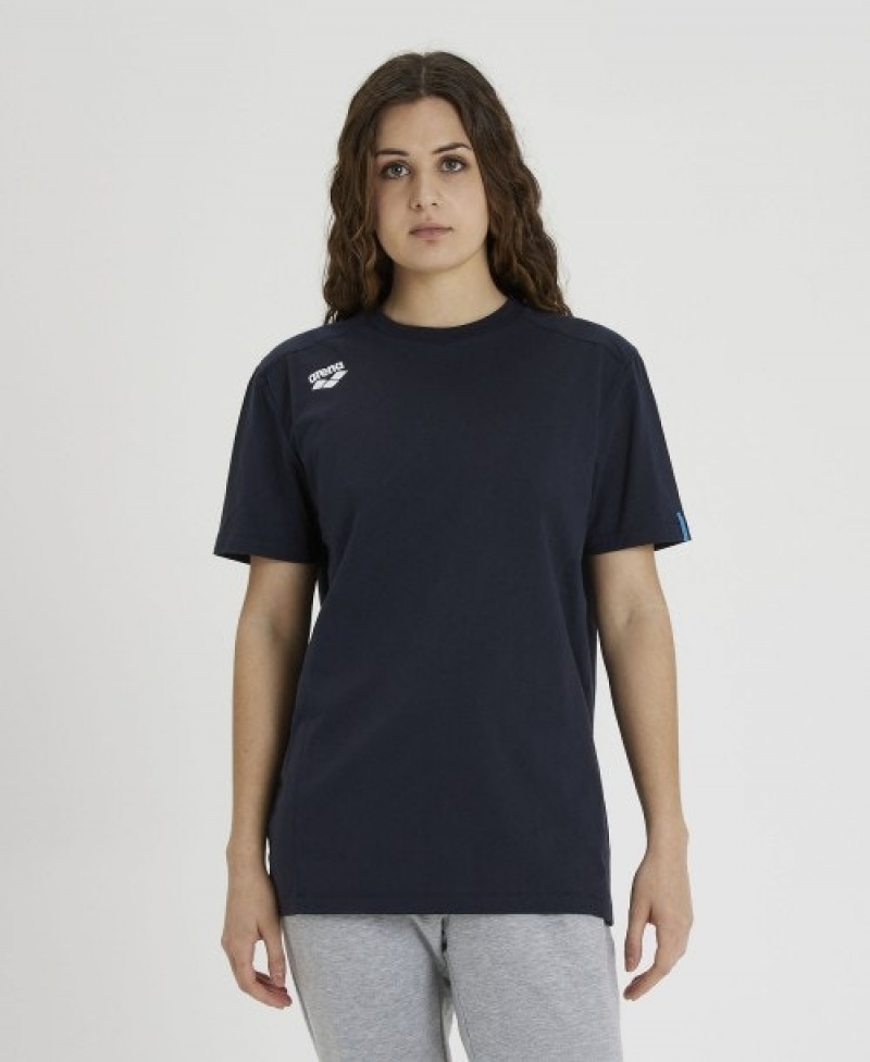 Navy Arena Team Panel Men's T Shirts | 51441034