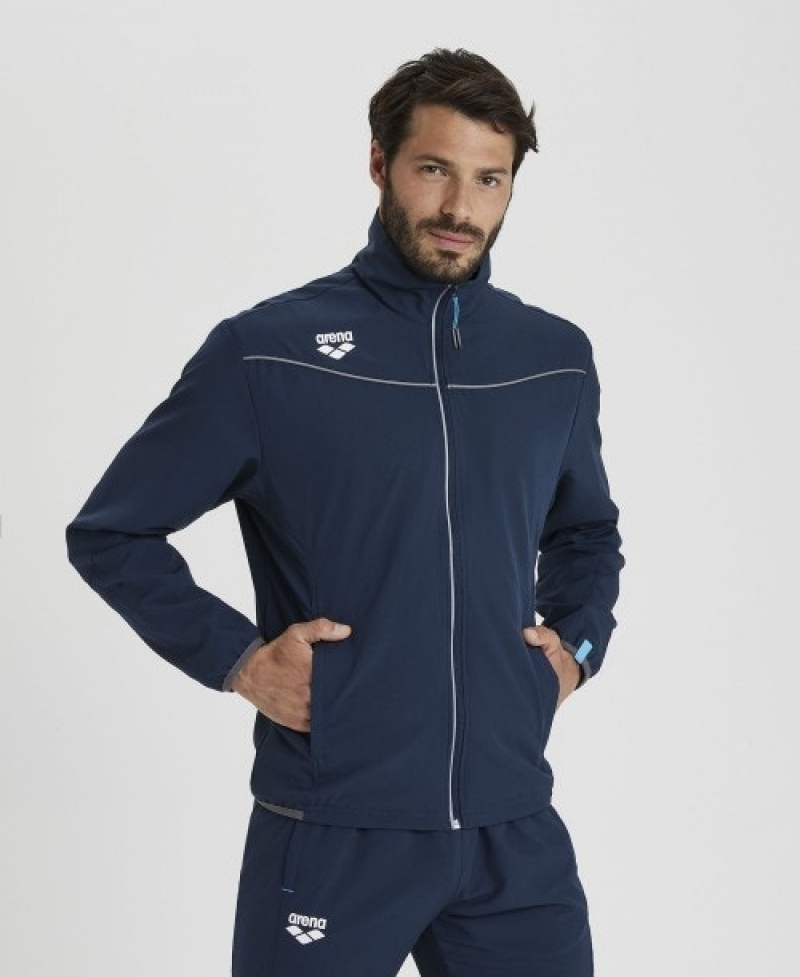 Navy Arena Team Sports Panel Men's Jackets | 6990713