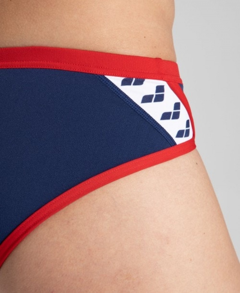 Navy Arena Team Stripe Men's Briefs | 79938061