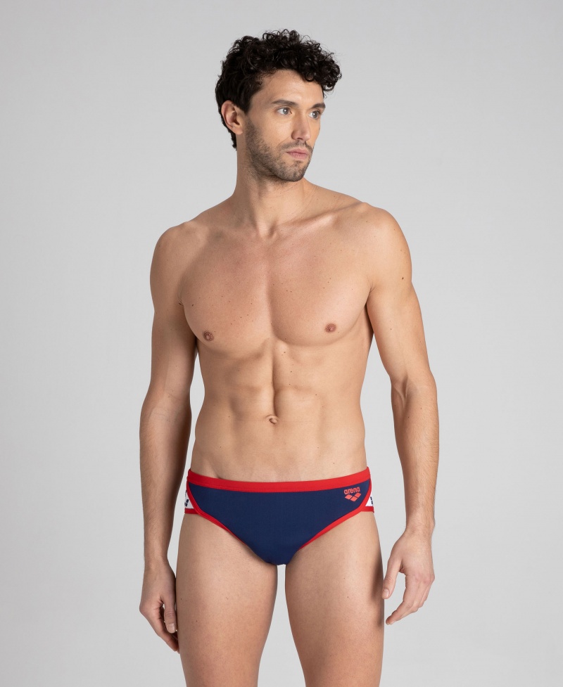 Navy Arena Team Stripe Men\'s Briefs | 79938061