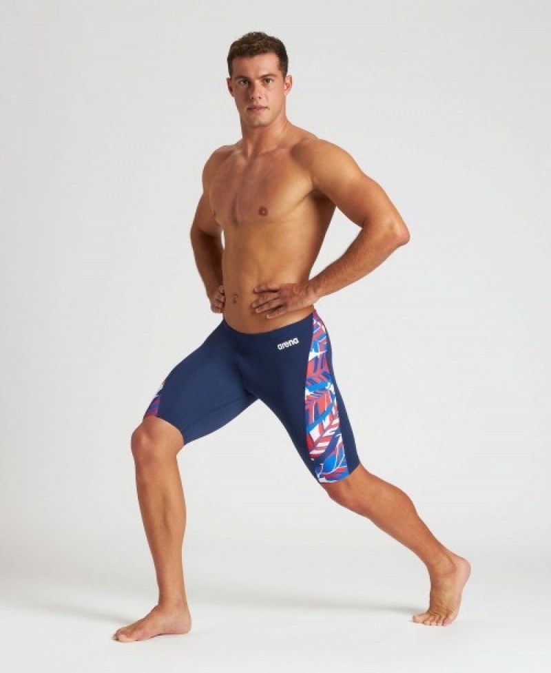 Navy Arena Tropicals Jammer Men's Swim Shorts | 64111347