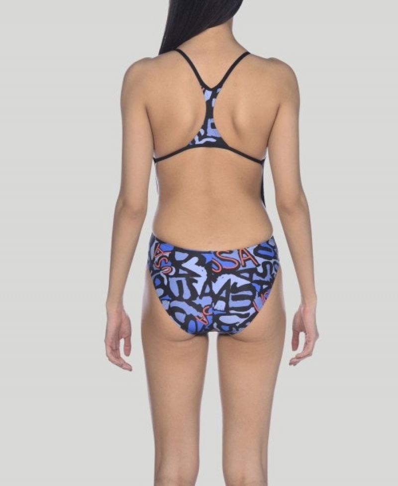 Navy Arena USA Allover Booster Back Women's Swimsuits | 70287978