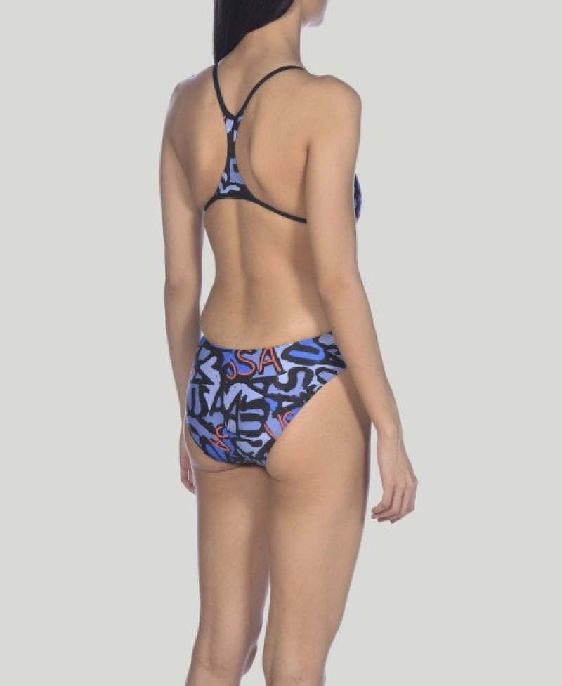 Navy Arena USA Allover Booster Back Women's Swimsuits | 70287978