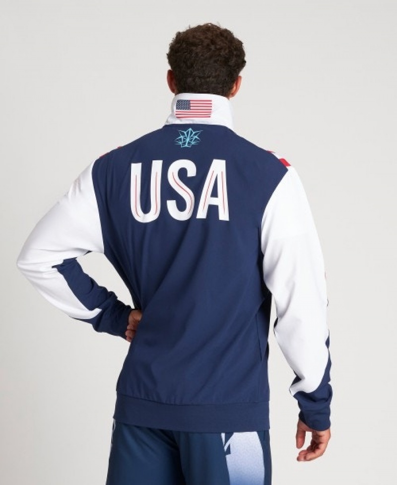 Navy Arena USA Swimming Team Kit Warm Up - Official Line Women's Jackets | 70750459