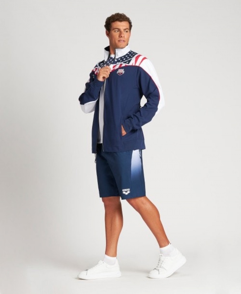 Navy Arena USA Swimming Team Kit Warm Up - Official Line Women's Jackets | 70750459