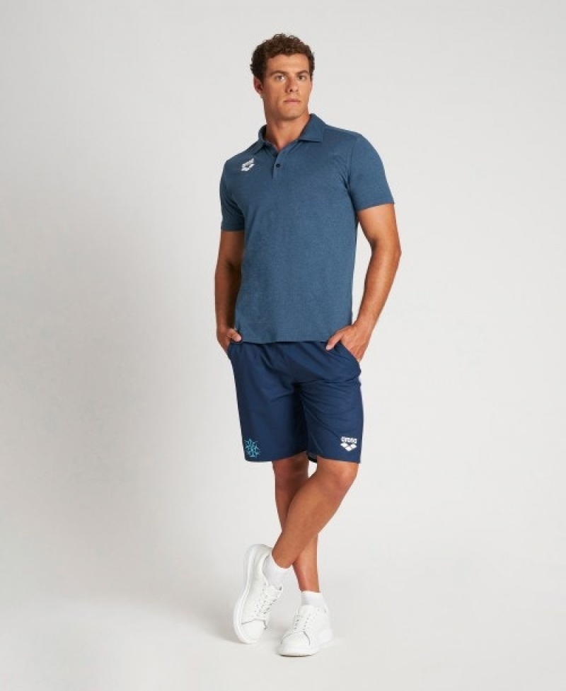 Navy Arena USA Tech Men's Polo Shirts | 951050