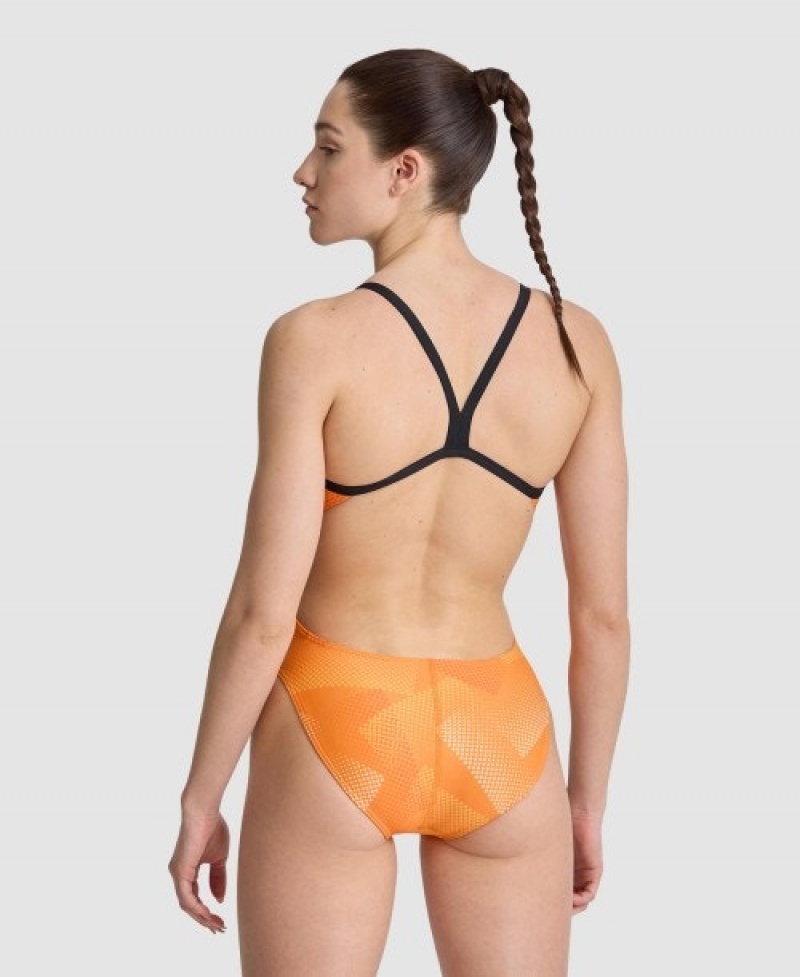 Orange Arena Halftone Challenge Back Women's Swimsuits | 44420919