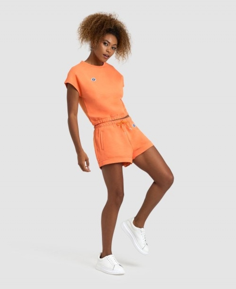 Orange Arena Icons Crop Women's T Shirts | 21307604