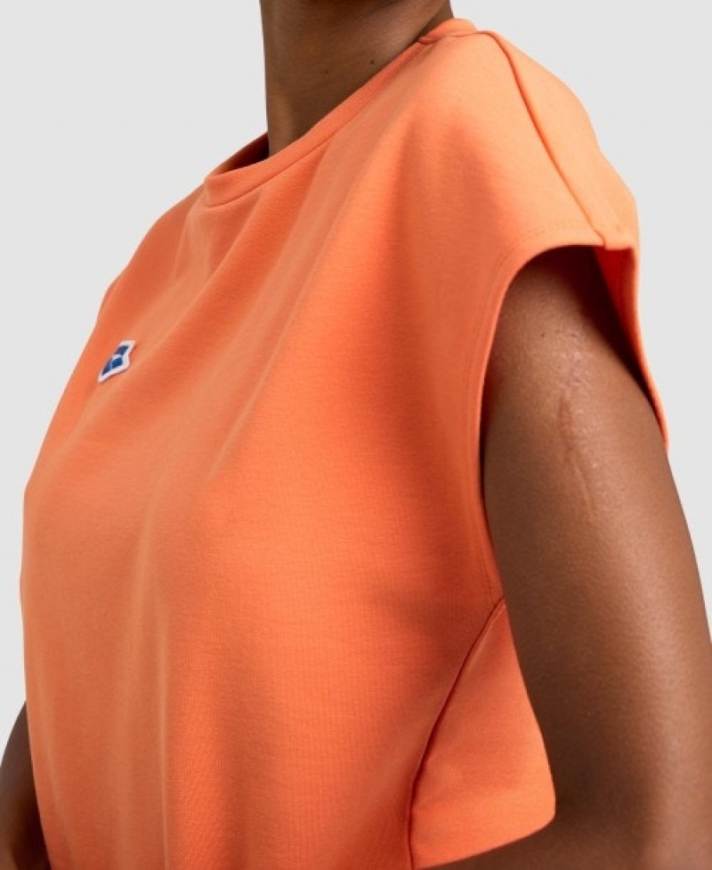 Orange Arena Icons Crop Women's T Shirts | 21307604