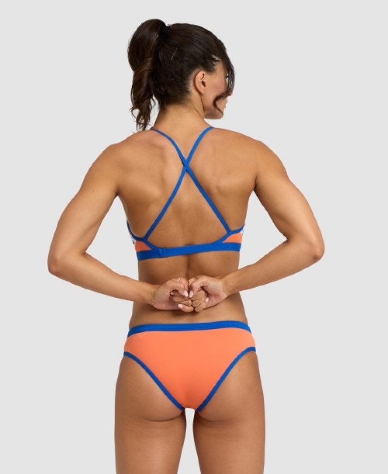 Orange Arena Icons Solid Cross Back Women's Bikinis | 92949299