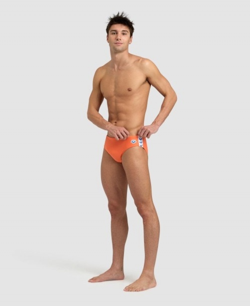 Orange Arena Icons Solid Men's Briefs | 7460121