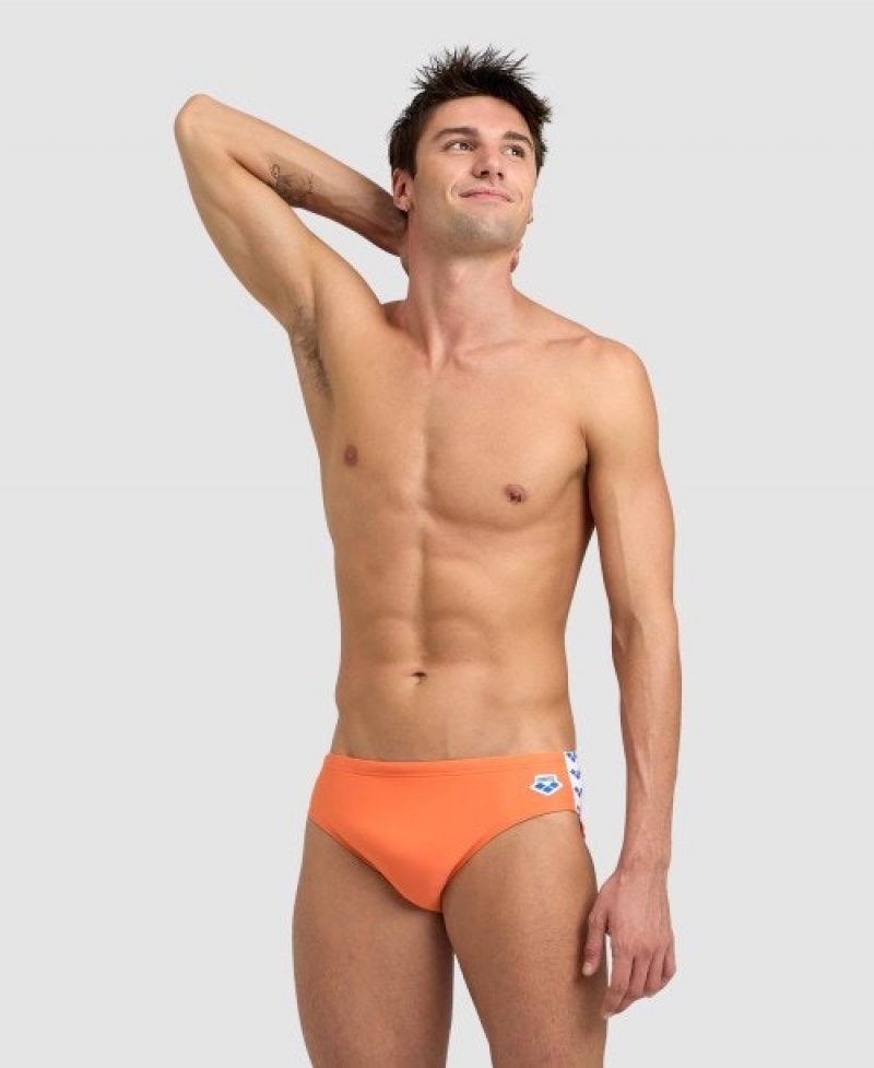 Orange Arena Icons Solid Men\'s Briefs | 7460121