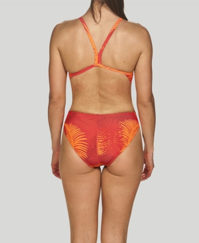 Orange Arena Palm Forest Challenge Back Women's Swimsuits | 16048396