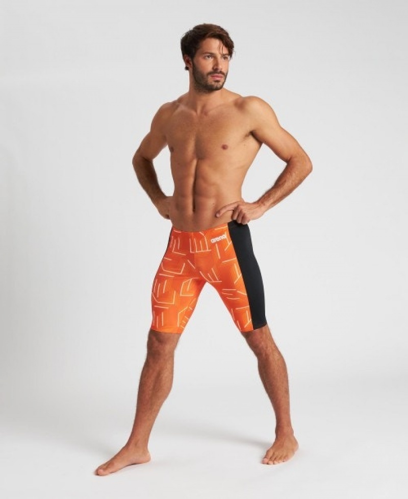 Orange Arena Puzzled Jammer Men's Swim Shorts | 24486172