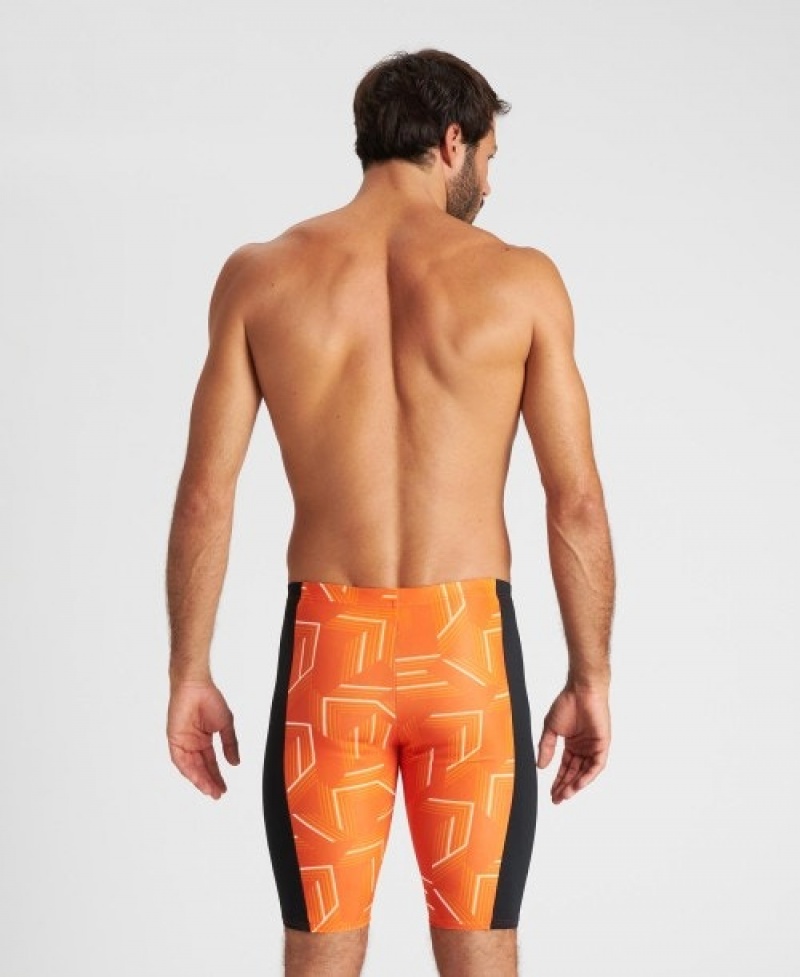 Orange Arena Puzzled Jammer Men's Swim Shorts | 24486172