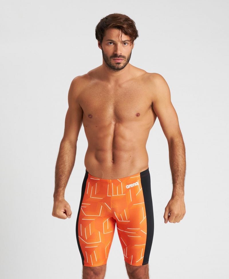 Orange Arena Puzzled Jammer Men\'s Swim Shorts | 24486172