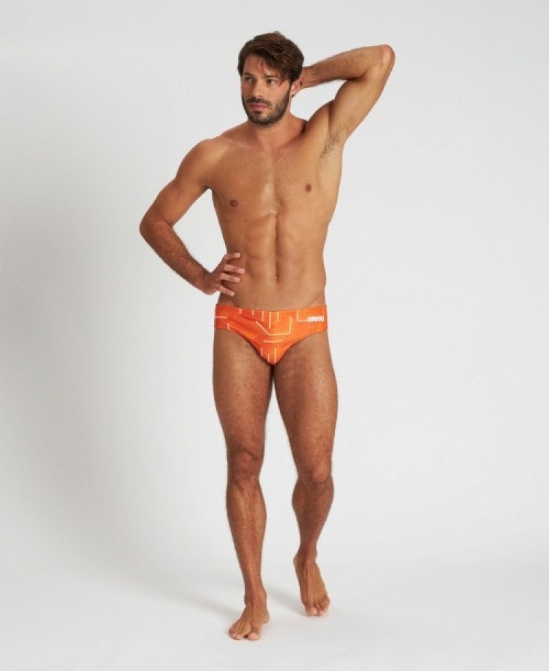 Orange Arena Puzzled Men's Briefs | 23115956