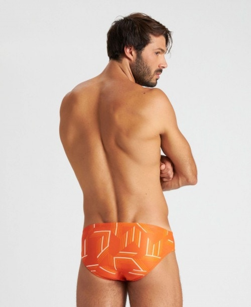 Orange Arena Puzzled Men's Briefs | 23115956