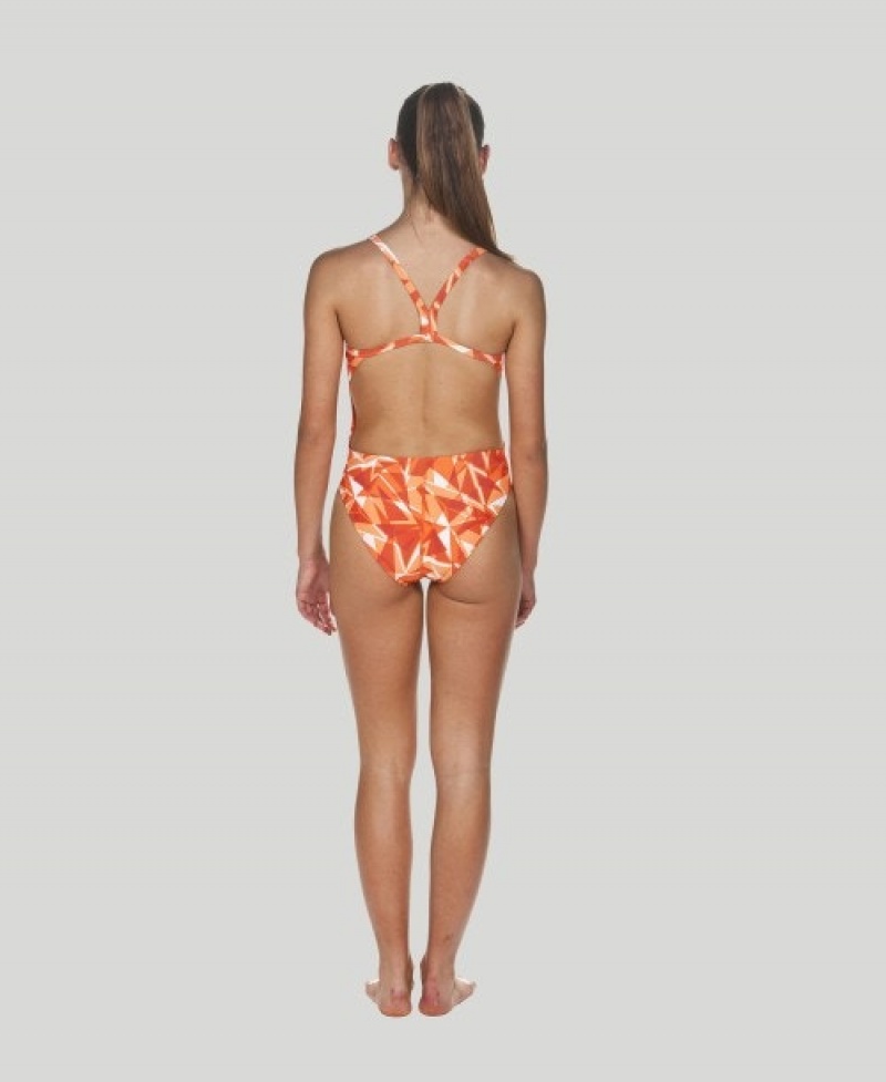 Orange Arena Shattered Glass Challenge Back Women's Swimsuits | 94585226