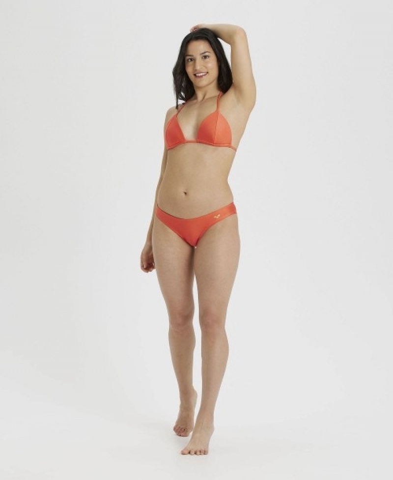 Orange Arena Solid Triangle Women's Bikinis | 21777971