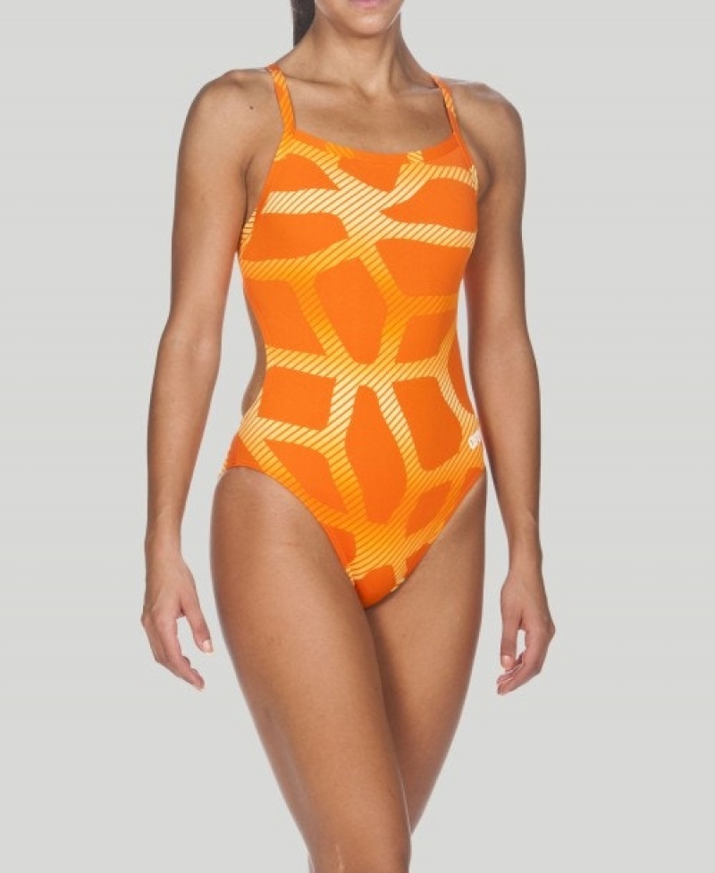 Orange Arena Spider Challenge Back Women's Swimsuits | 44715523