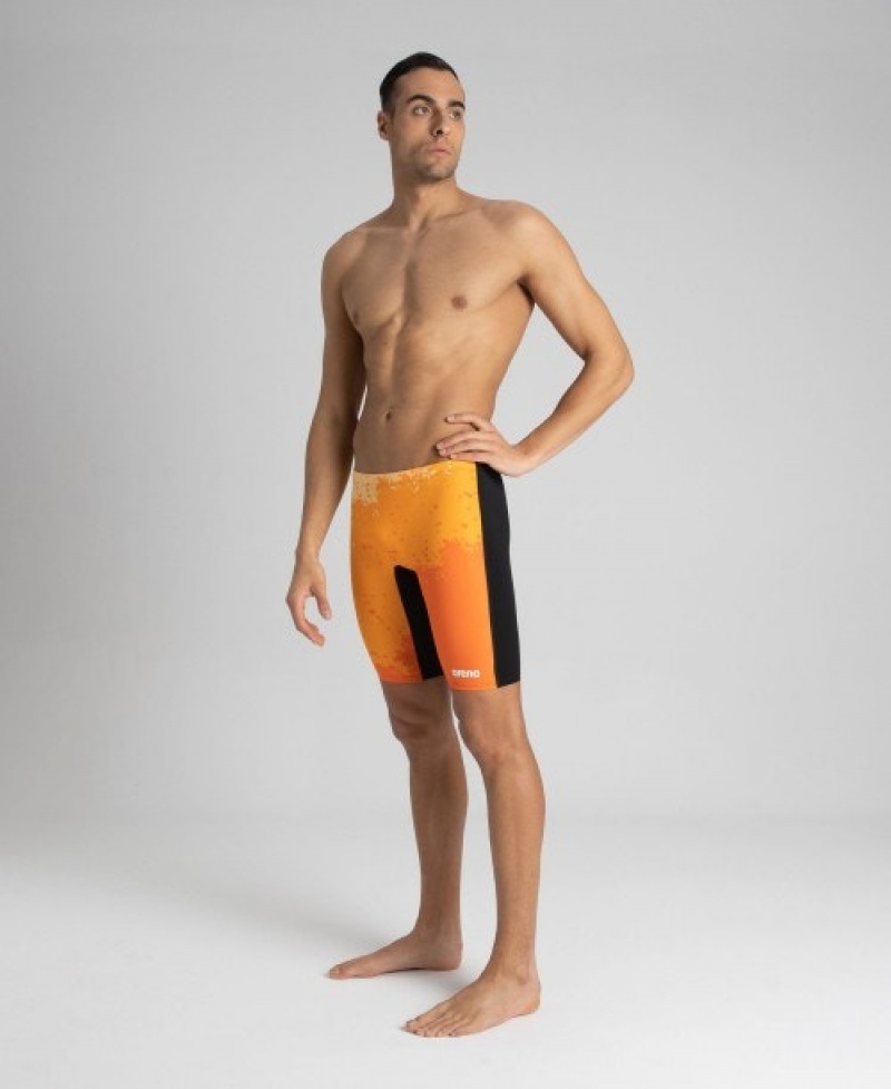 Orange Arena Spraypaint Jammer Men's Swim Shorts | 7203148