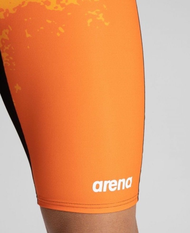 Orange Arena Spraypaint Jammer Men's Swim Shorts | 7203148