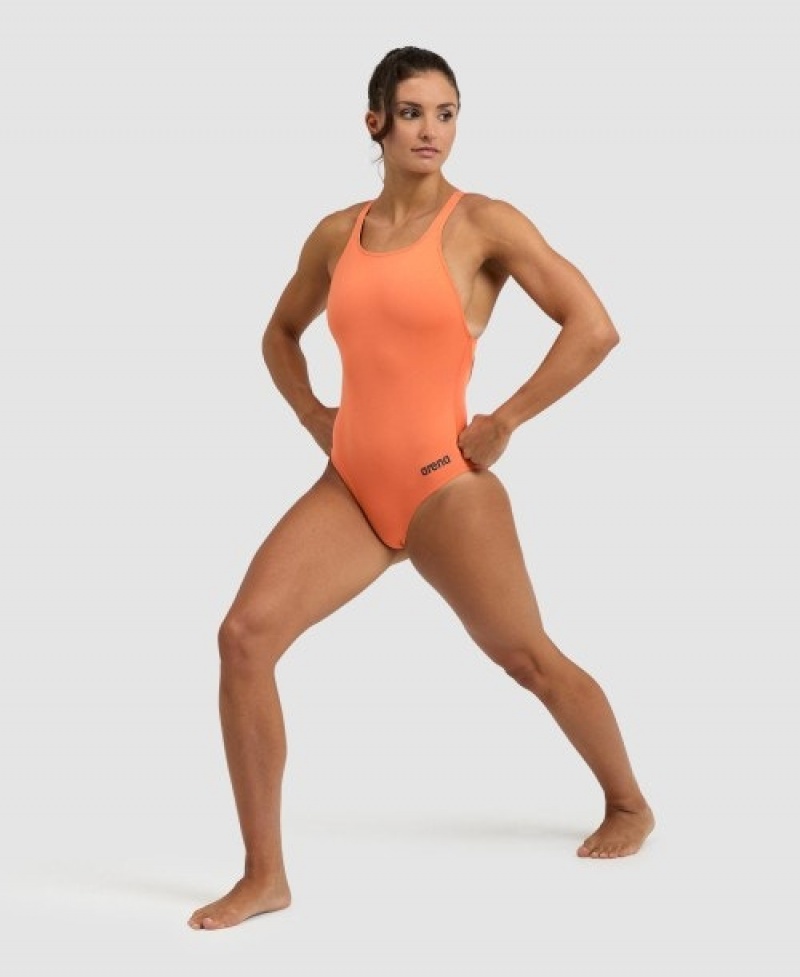 Orange Arena Team Swim Pro Solid Women's Swimsuits | 79896146