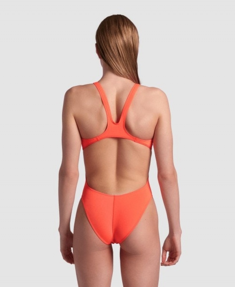 Orange Arena Team Swim Tech Solid Women's Swimsuits | 17059442