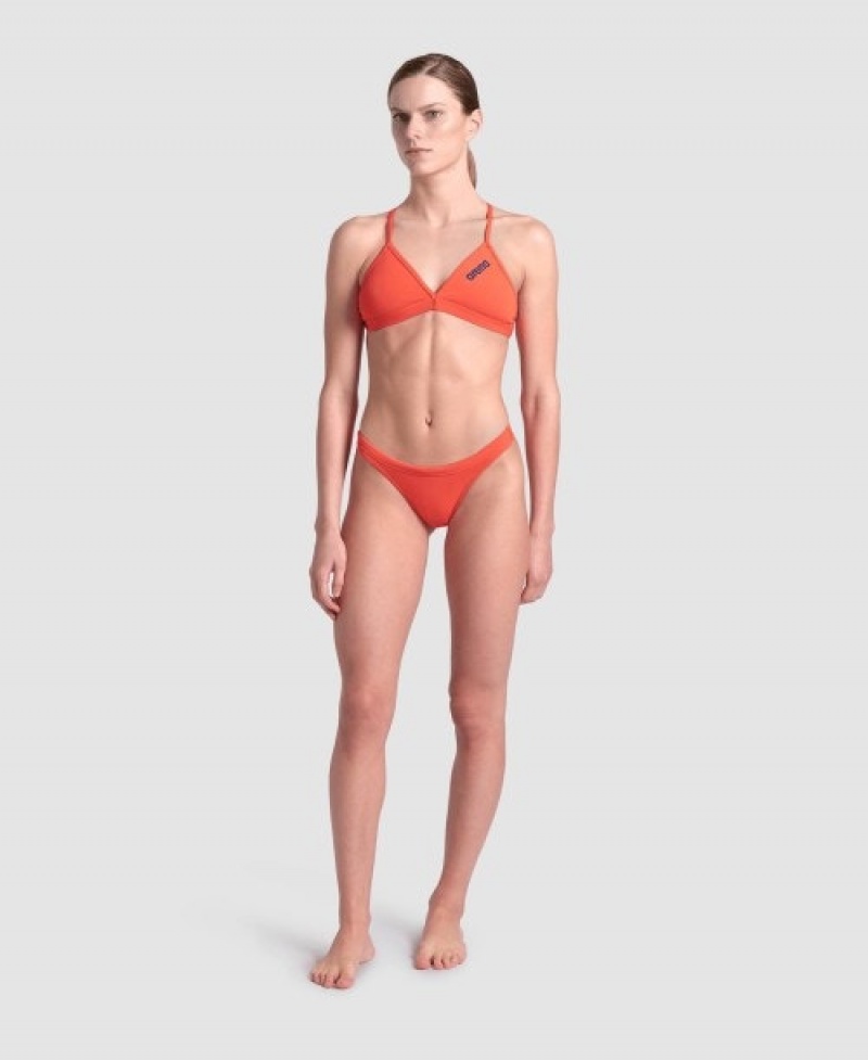 Orange Arena Team Tie Back Solid Women's Bikini Tops | 45846104