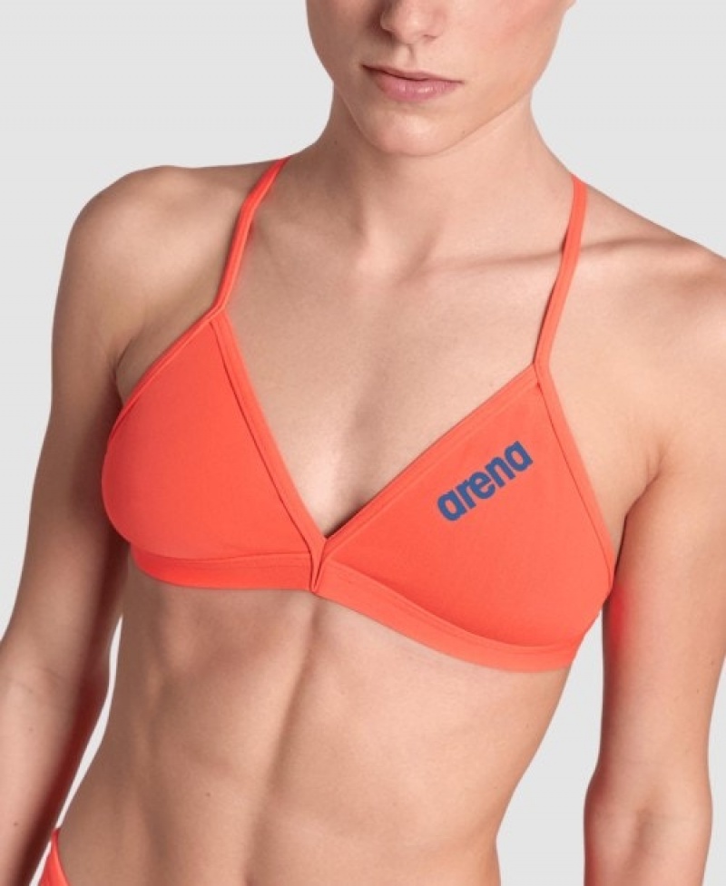 Orange Arena Team Tie Back Solid Women's Bikini Tops | 45846104