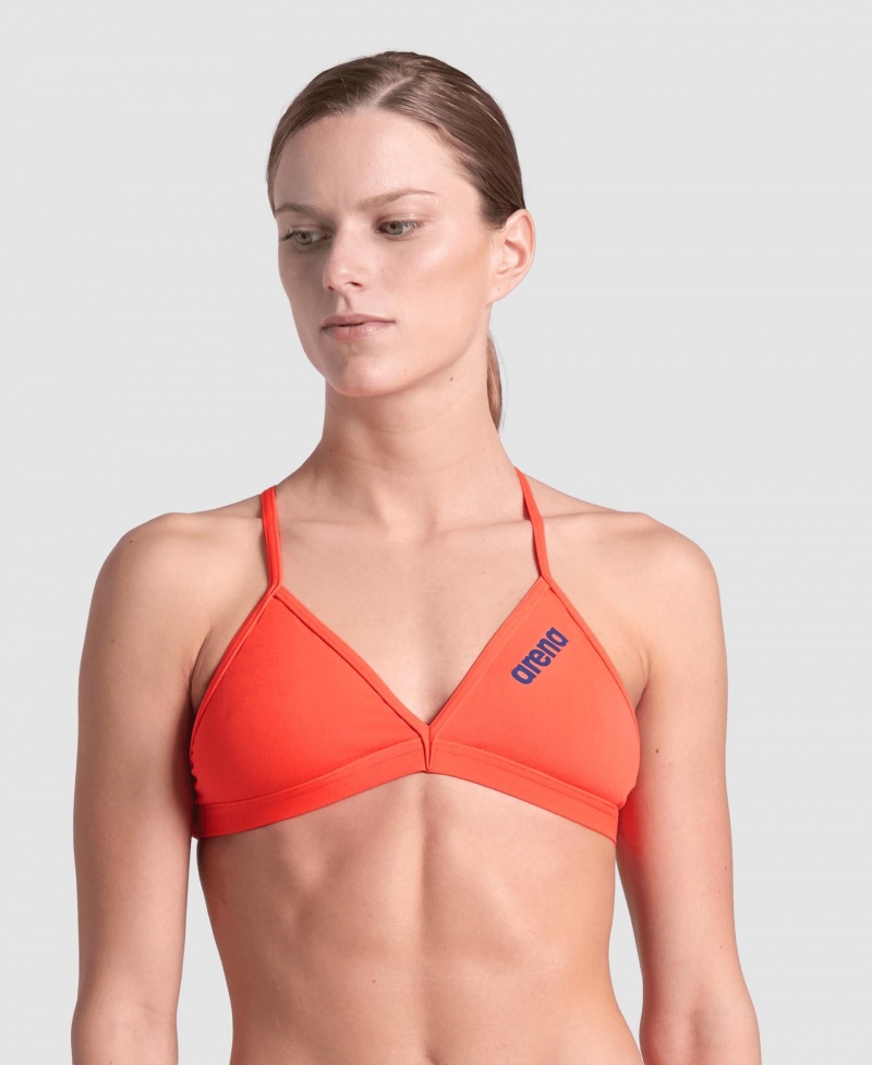 Orange Arena Team Tie Back Solid Women\'s Bikini Tops | 45846104