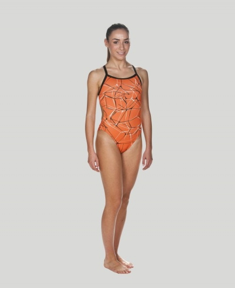 Orange Arena Water Challenge Back Women's Swimsuits | 66037403