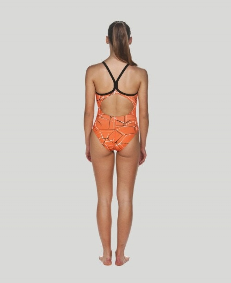 Orange Arena Water Light Drop Back Women's Swimsuits | 32838844