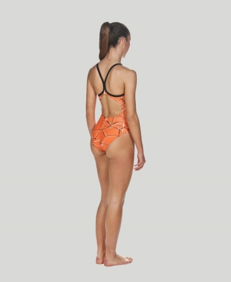 Orange Arena Water Light Drop Back Women's Swimsuits | 32838844