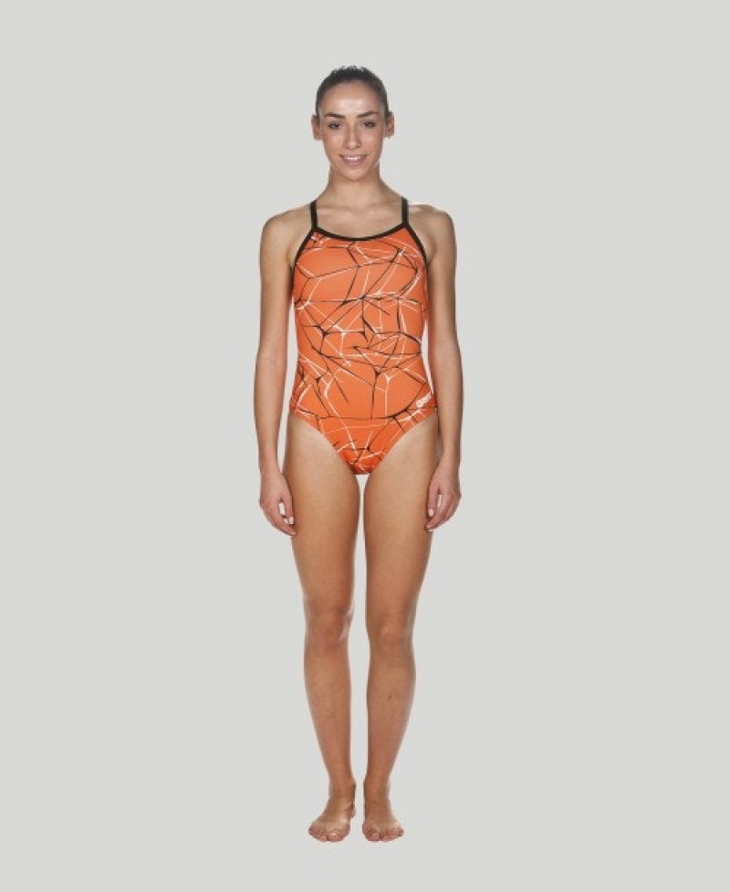 Orange Arena Water Light Drop Back Women's Swimsuits | 32838844