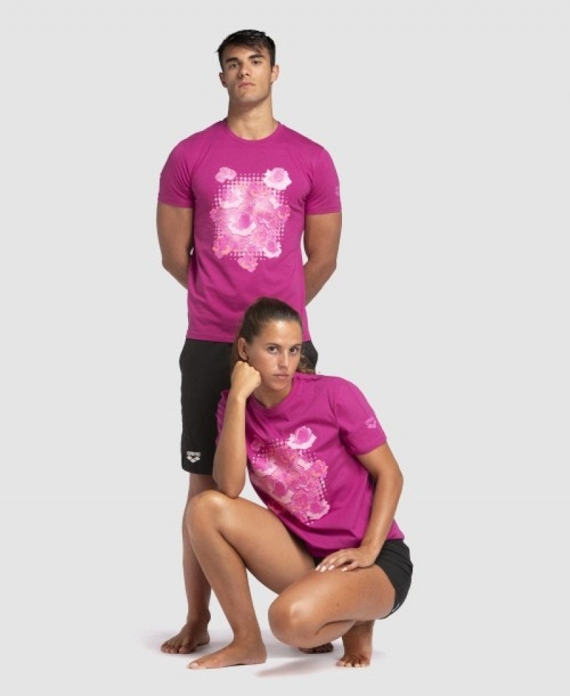 Pink Arena Breast Cancer Awareness Collection Men's T Shirts | 7931882