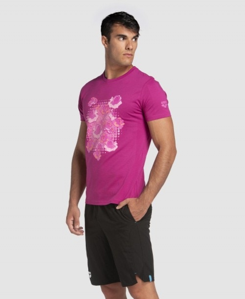 Pink Arena Breast Cancer Awareness Collection Men's T Shirts | 7931882