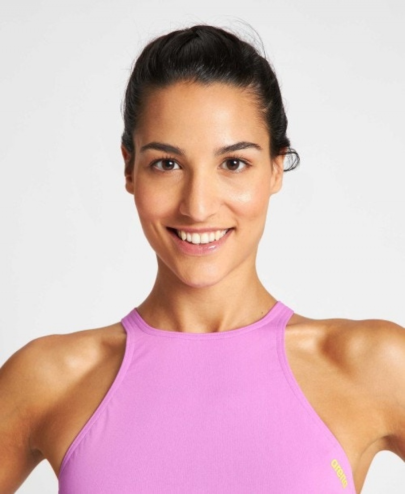 Pink Arena Crop Think Women's Bikini Tops | 935804