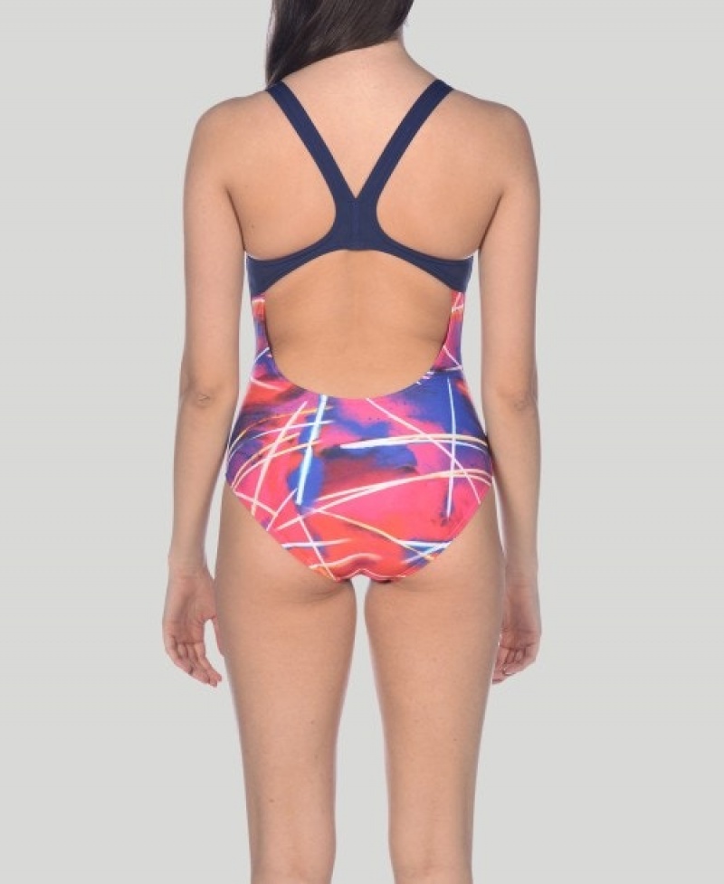 Pink Arena Light Beams Swim Pro Back Women's Swimsuits | 72191612