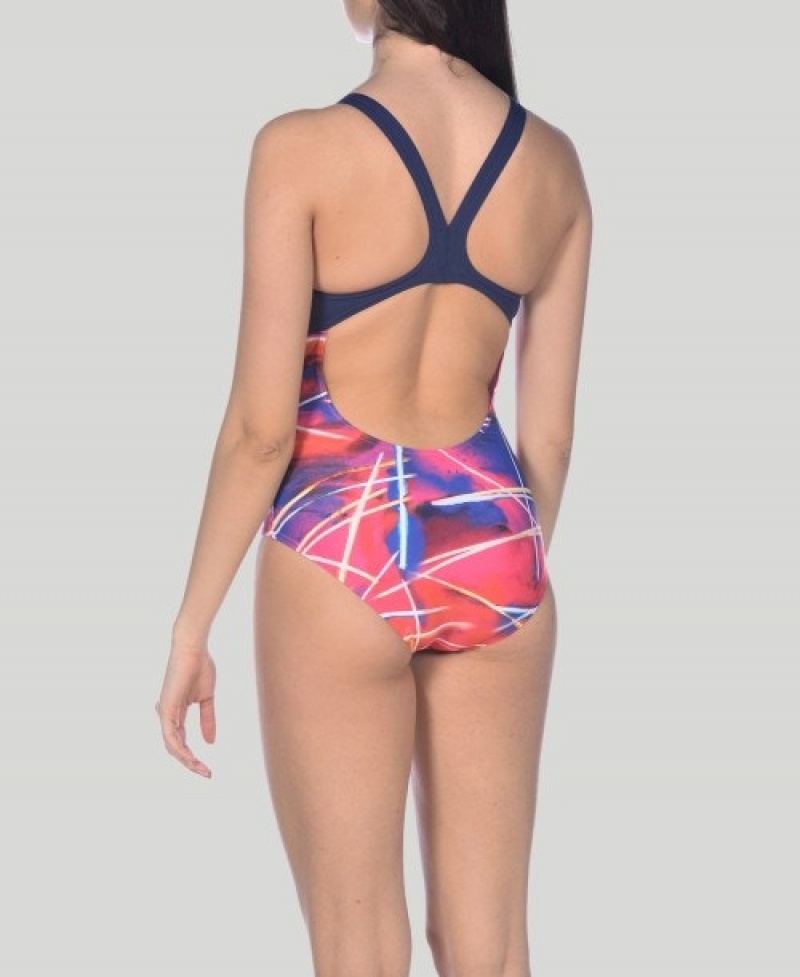 Pink Arena Light Beams Swim Pro Back Women's Swimsuits | 72191612