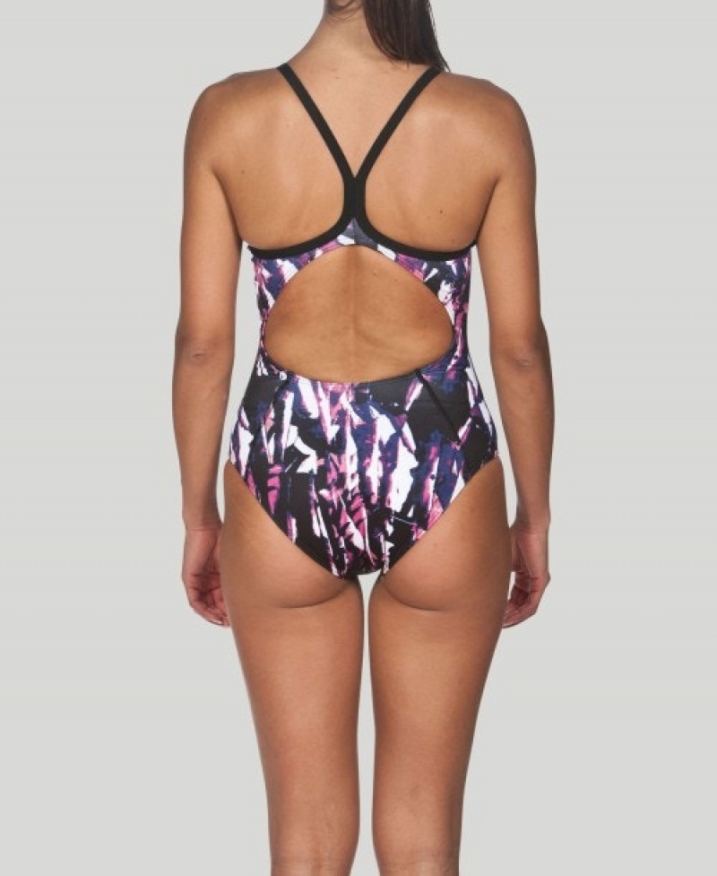 Pink Arena Painted Light Drop Back Women's Swimsuits | 80972788